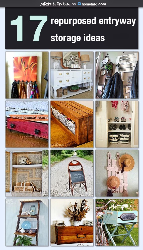 http://www.hometalk.com/b/6013157/17-repurposed-entryway-storage-ideas